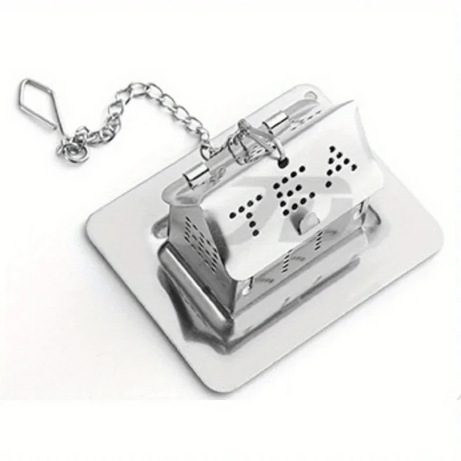 차 배수구 304 스테인레스 스틸 티 볼 골든 티 양조 도구 집 모양 차 채반 창의적인 도구, 02 Silver