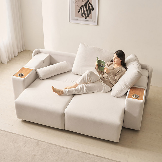 [10만원 즉시혜택] 라자가구 퍼스트 클래스 확장형 무빙 리클라이너 소파베드 3인용 소파 4인용 쇼파 패브릭 소파, 아이보리