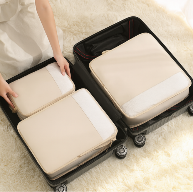 라이트립 여행용 압축파우치 여행 메쉬 파우치 압축가방 압축팩 3종 세트, 1개