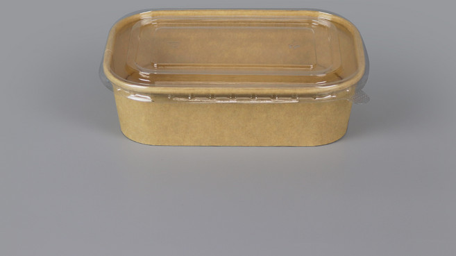 샐러드 덮밥 스테이크 닭강정 분식포장 특수컵 사각크라프트 종이용기 580ml 세트, 1개, 300개