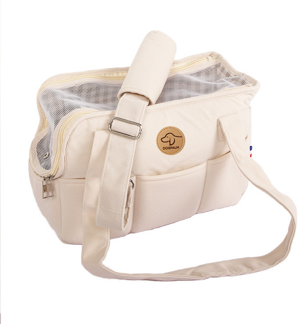 도그팜 강아지 이동 산책 가방 슬링백 고양이 캐리어, 아이보리, 1개