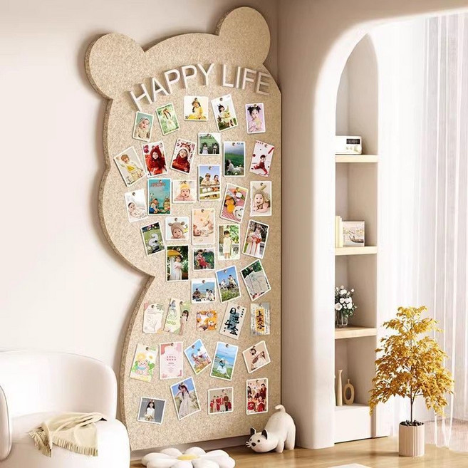 BYOU 부착식 게시판 무타공 펠트보드 DIY 카툰 포토월 제작+압정+벨크로, 주황색