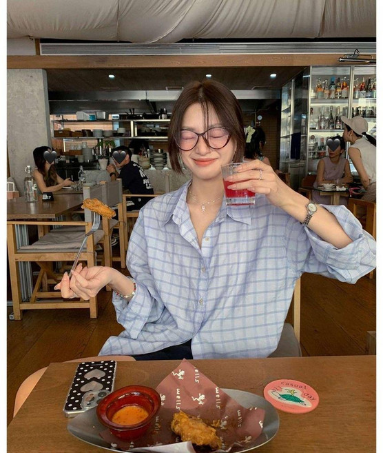 無品牌 淡藍格子襯衣女 春秋休閒外套