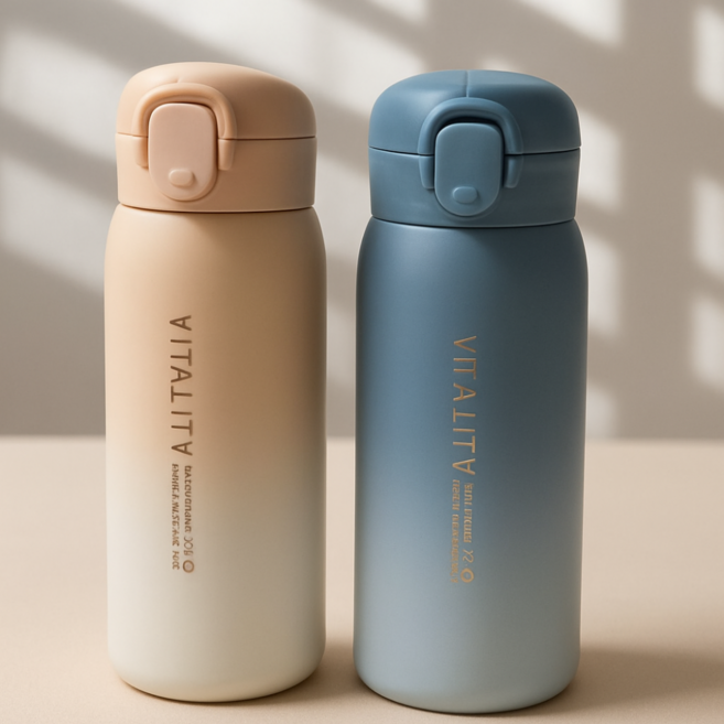 원터치 그라데이션 텀블러 보온보냉 350ml 500ml, 1개, 블루