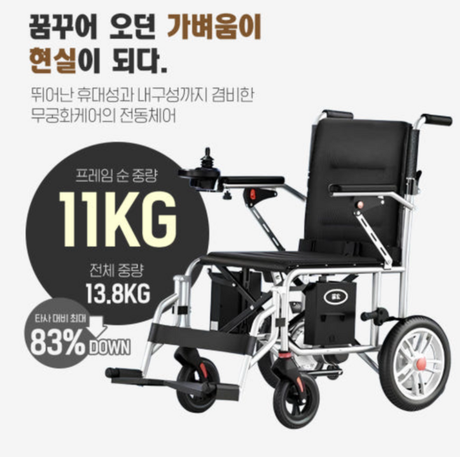 접이식 전동휠체어 초경량 11Kg 휴대용 노인 실버 장애인용 스쿠터, 1개, 30AH 45KM