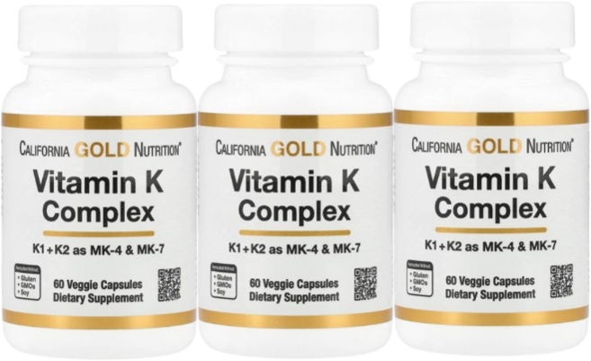 2+1 캘리포니아 골드 뉴트리션 비타민K 복합체 베지 캡슐 60정, 3개