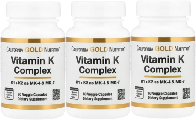 2+1 캘리포니아 골드 뉴트리션 비타민K 복합체 베지 캡슐 60정, 3개 - 쿠팡