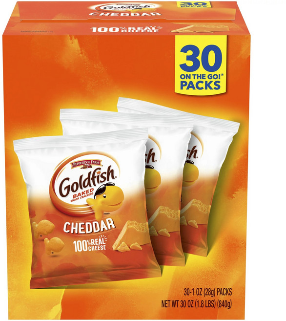 페퍼리지팜 골드피쉬 온 더 고 팩 체다 30개입, 840g, 1개