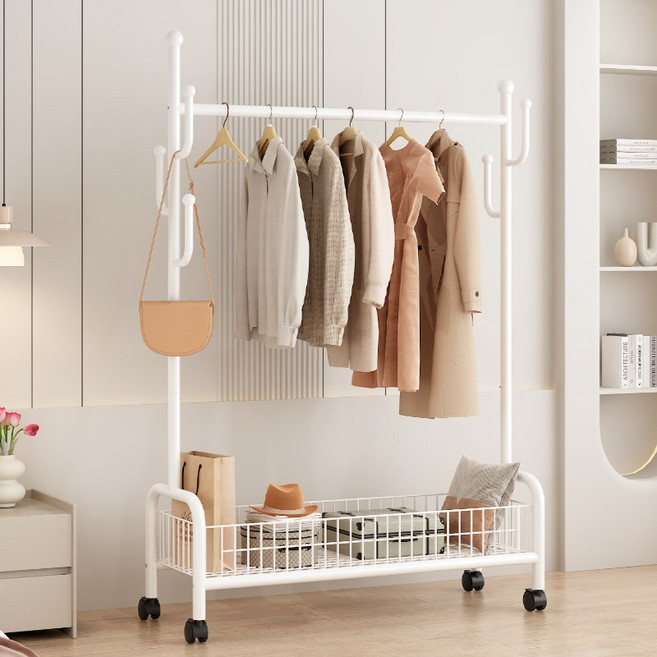 헤븐하임 선인장형 철제 이동식 트롤리 행거, 화이트A