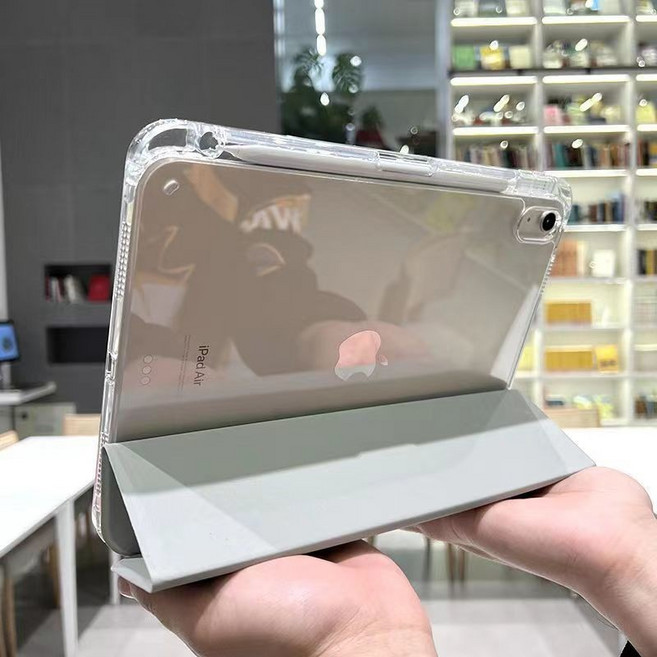 iPad 2017/2018 9.7吋 氣囊加厚保護殼 皮套 亞克力平板保護殼, 星空灰【升級抗震防摔亞克力背板】, 1個