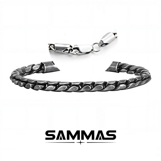 SAMMAS 龍脊手鍊 編織麻花復古鈦鋼手錬 高品質設計 穿搭配件 嘻哈男士手鍊