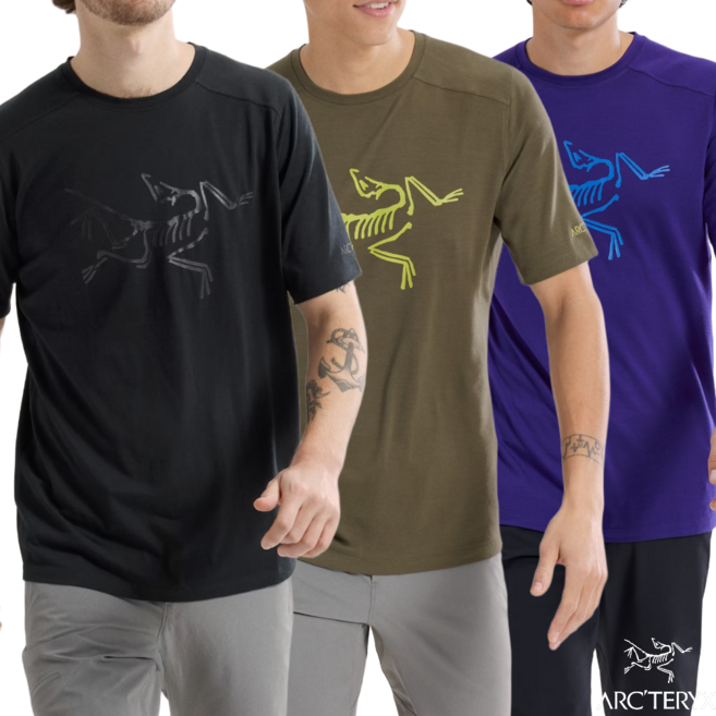 아크테릭스 이오니아 메리노 울 로고 남성 등산 기능성 반팔 티셔츠