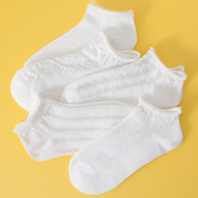 이너피아 화이트 단목 양말 돌돌이 흰 발목양말 5켤레