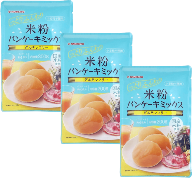 나미사토 쌀가루 팬케이크 믹스 200g x3개 글루텐프리 알루미늄 프리, 3개