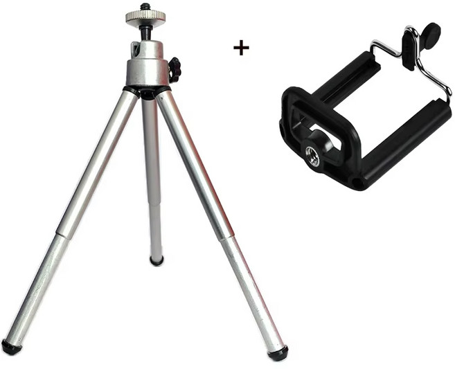 호환 미니 삼각대 금속 확장 가능한 섹션 스탠드 홀더 프로젝터 카메라 데스크탑 휴대 전화, silvery set, 1개