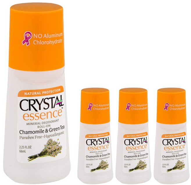 크리스탈 미네랄 데오도런트 롤 온 캐머마일 & 그린 티 향, 66ml, 4개