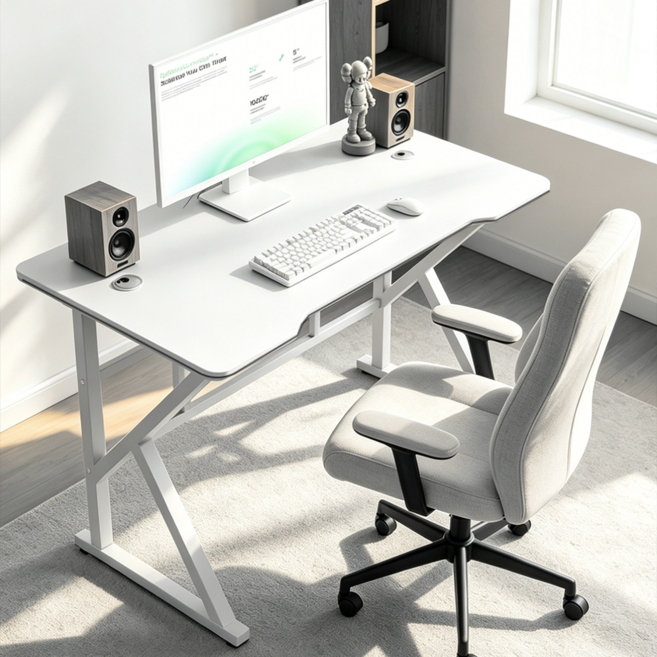 하루꿈 게이밍 테이블 컴퓨터 책상 와이드 책상 게임 공부 사무 원룸 서제 다용도 데스크, 화이트