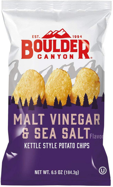 볼더 캐니언 몰트 식초 & 바다 소금 케틀 스타일 감자 칩 Boulder Canyon Malt Vinegar & Sea Salt Kettle Style Potato Chips, 184g, 1개