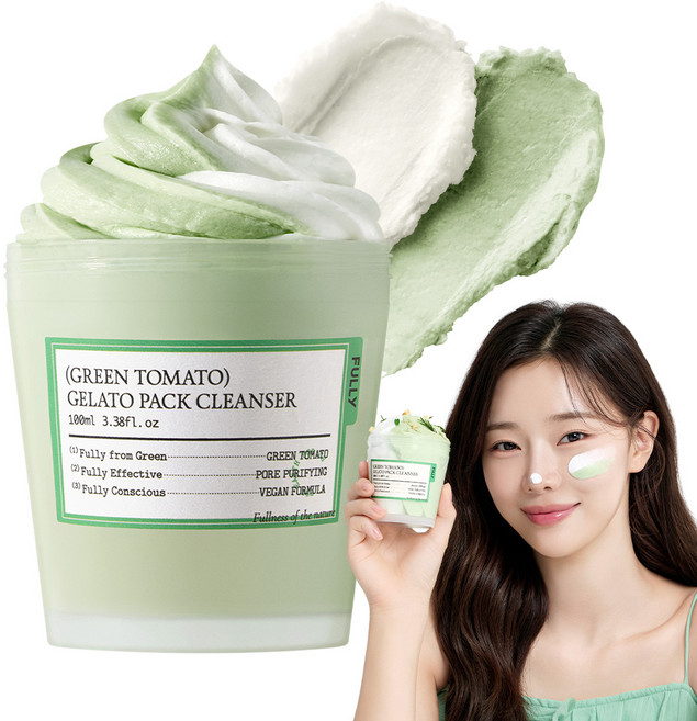 풀리 비건 그린 토마토 젤라또 팩 클렌저, 1개, 100ml
