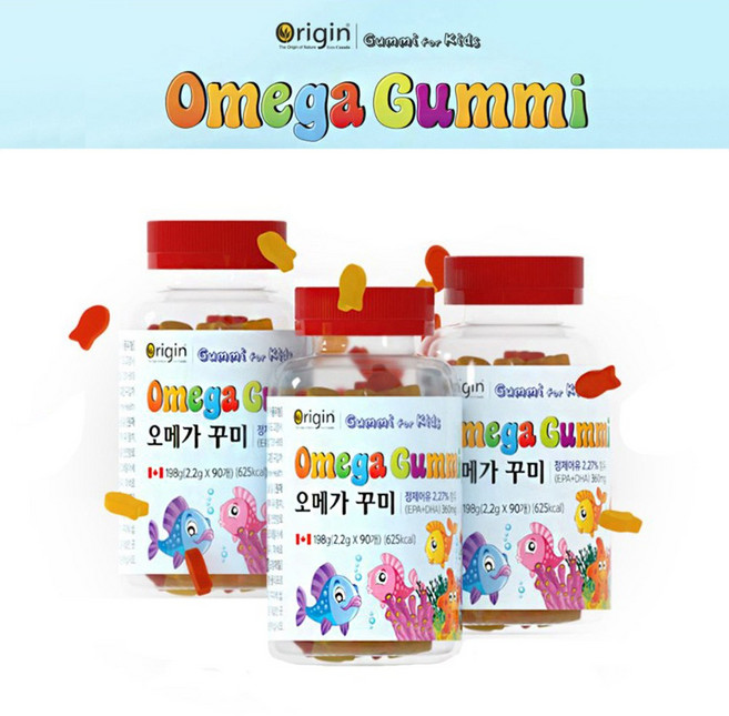 키즈 오메가3 꾸미 주니어 유치원생 성장기 어린이 EPA DHA 정제어유 오메가 젤리 식물성 펙틴 6세 7살 아이들 7세 아동 씹어먹는 츄어블 영양제 물고기 천연 과일향 구미, 3개, 1개, 90정