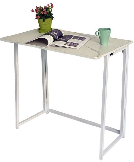 居家cheaper 摺疊桌 辦公桌 電腦桌 書桌, 【無輪組】大理石白