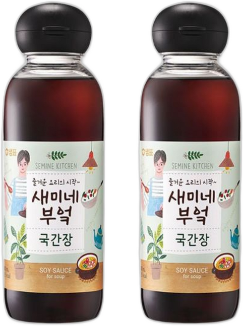 샘표 발효 양념 집 맛있는 전통 만능 숙성 캠핑 한식 간장 새미네 국간장, 450ml, 2개