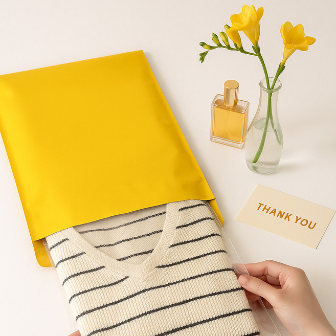 HDPE 의류 택배포장지 택배봉투 겨자색상, 100장, 겨자색