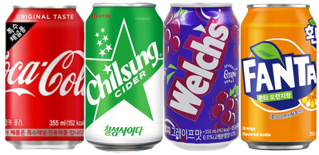 탄산음료 4종 콜라 사이다 환타 웰치 350ml x 24캔 세트, 1세트, 8.4L