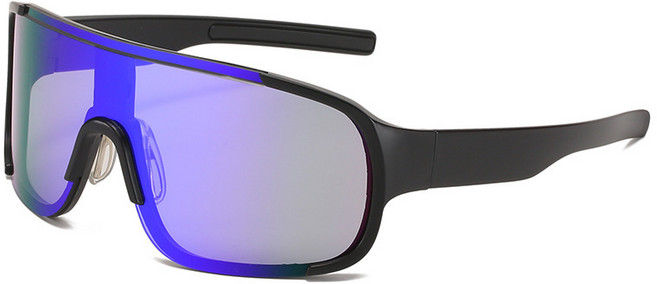 야외 자전거 안경 남녀 자전거 방풍 선글라스 트렌디한 다채로운 차양 스포츠 안경 도매, 검은색 프레임 파란색 수은, 1개