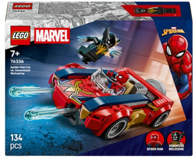 레고 슈퍼히어로 Marvel 76336 스파이더맨 자동차 대 베놈화된 울버린, 혼합색상, 1개