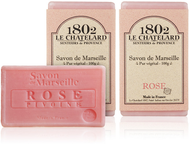 르샤트라1802 마르세이유 세수비누 로즈피오니, 100g, 3개입