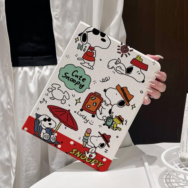 Snoopy 史努比 iPad 保護套 防摔平板殼, 度假史努比, 1個