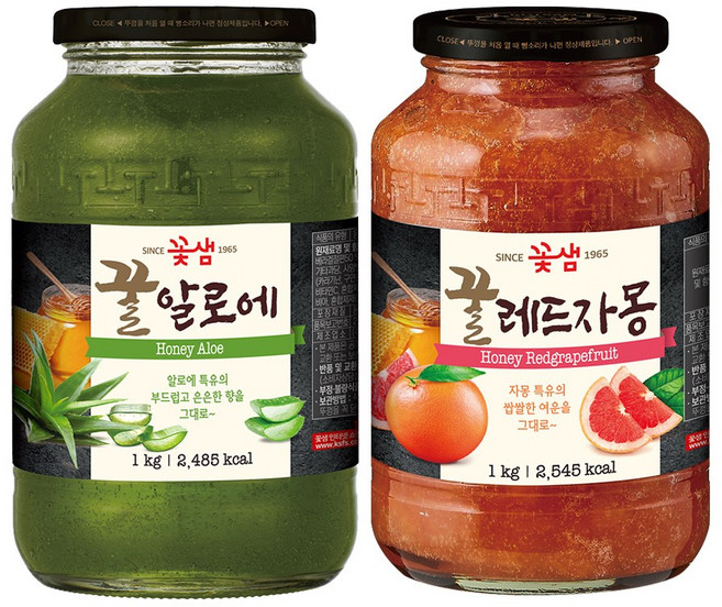 꽃샘 꿀알로에차 +꿀레드자몽 (액상차), 1개, 2개입, 1kg