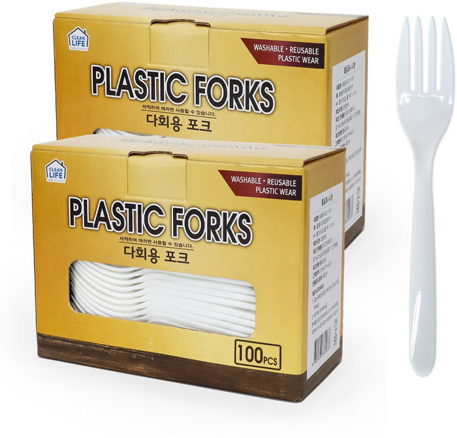 생활미소 다회용 포크, 100개입, 2개