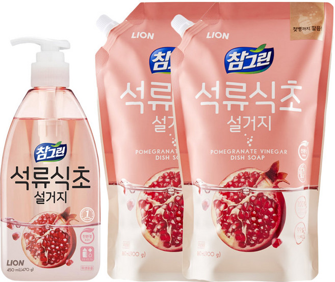 참그린 석류식초 설거지 주방세제 용기+리필, 2.27kg, 1개