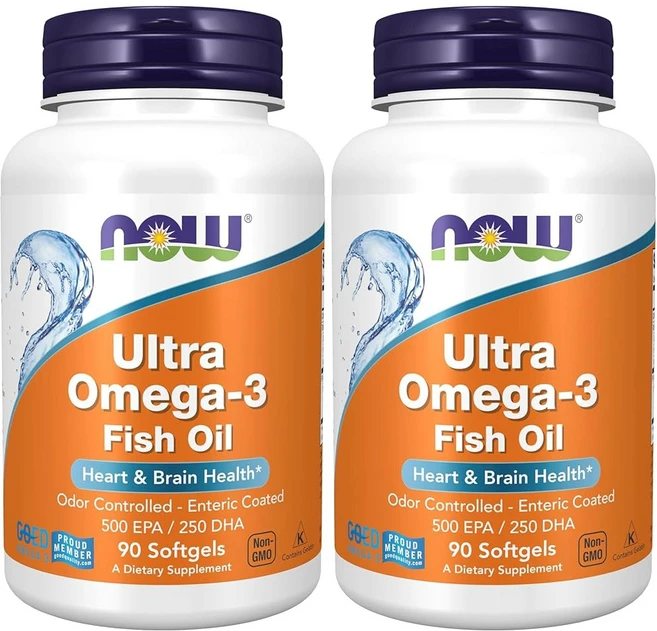 나우푸드 울트라 오메가-3 500 EPA / 250 DHA 90장용 코팅 소프트젤 2팩, 90정, 2개 - 쿠팡