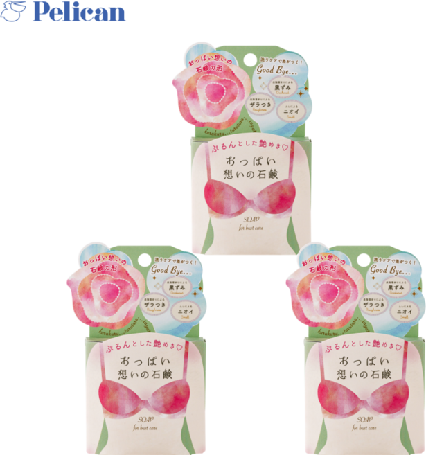 (브랜드 정식 판매처) 펠리칸솝 W우먼케어 가슴비누 마사지비누 바디스크럽, 70g, 3개입