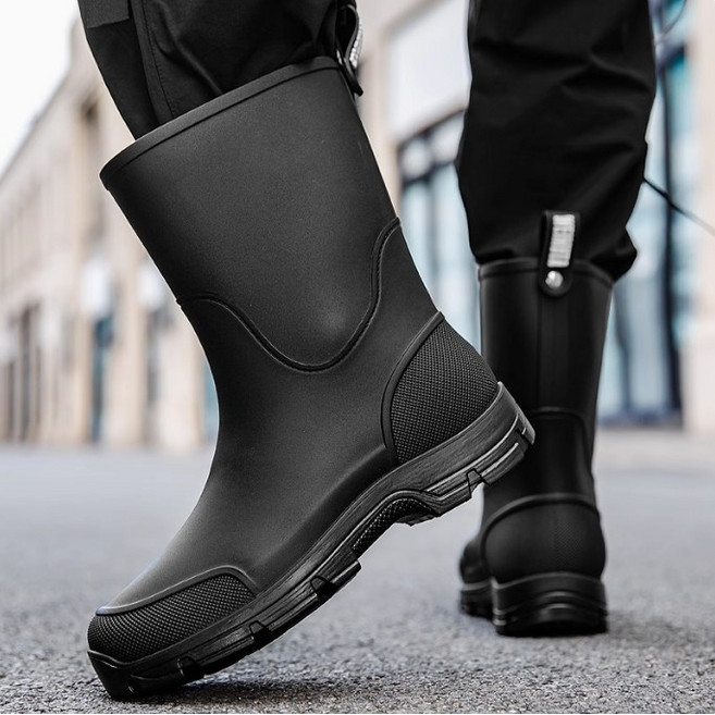 하모리 남녀공용 데일리 패션 미들 레인부츠 발편한 가벼운 미끄럼방지 방수 장화