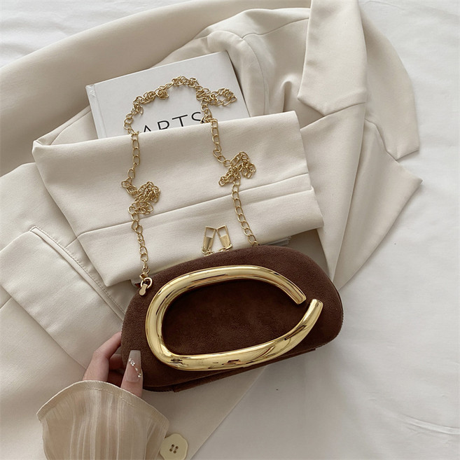 新款女包圓盒手抓晚宴迷你小包復古金屬提把鏈子單肩斜挎包