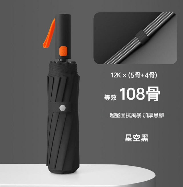 全自動摺疊晴雨傘 升級3+3傘骨 168骨強抗風 雅緻黑