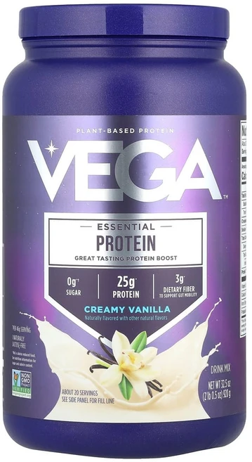 베가 식물성 오리지널 단백질 크리미 바닐라 920g(2lb 0.5oz), Vega 식물성 오리지널 단백질 크리미 바닐라 920g, 1개, 920g - 쿠팡