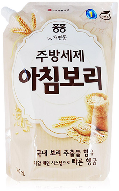 퐁퐁 아침보리 주방세제 리필, 6개, 1.2L