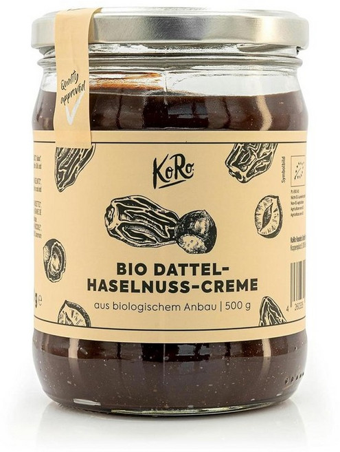 독일 코로 KoRo Dattel Haselnuss spread 대추야자 & 헤이즐넛 크림 스프레드, 2개, 500g