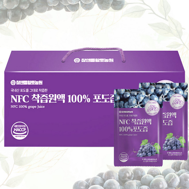 참앤들황토농원 NFC 착즙원액 포도즙, 3L, 1박스