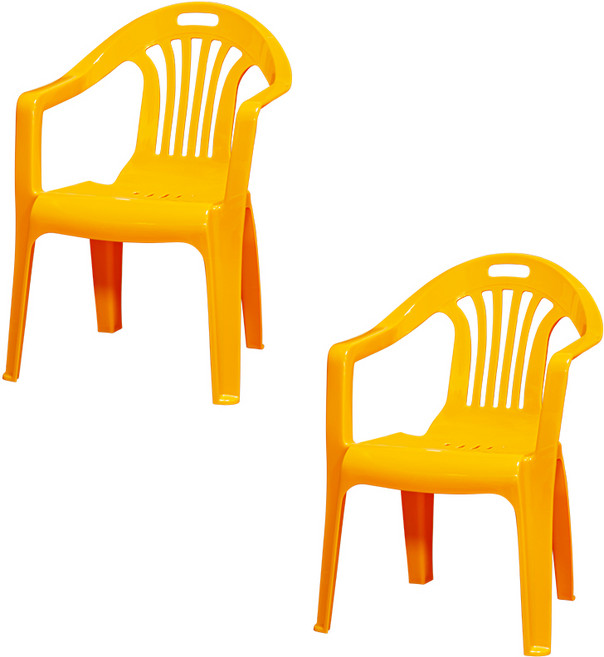 공룡플라스틱 플라스틱의자 편의점 간이 야외 행사용 등받이 팔걸이 에덴 2개, 에덴의자 (노랑)