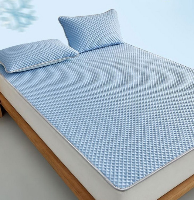 여름 침대 쿨매트 냉감 에어컨 얼음 이불 패드 꿀잠 베개커버, 블루_싱글(패드1 베개커버1)