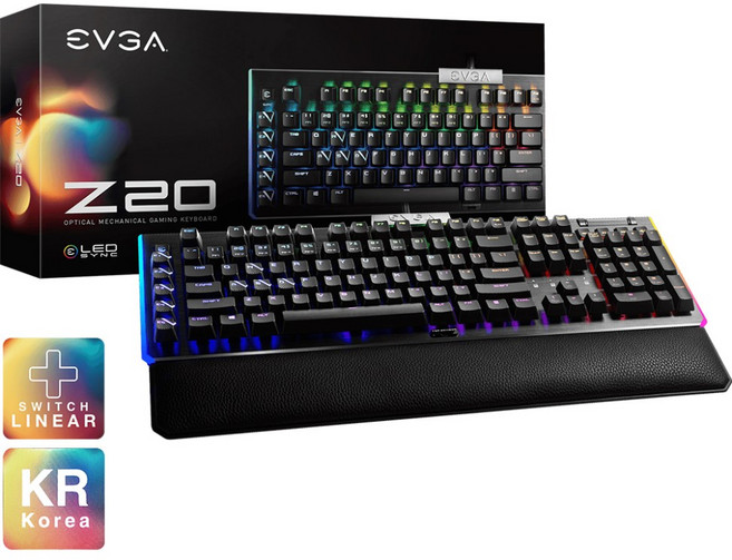 EVGA EVGA Z20 RGB 광축 게이밍 키보드 한글 (리니어), 블랙