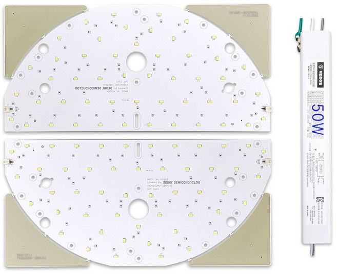 케빈라이팅 국산 삼성칩 조명 거실등 리폼 LED 모듈 원형방등 50W 398x191mm(2장), 삼성 LED 칩, 표준형3000K(노란빛)