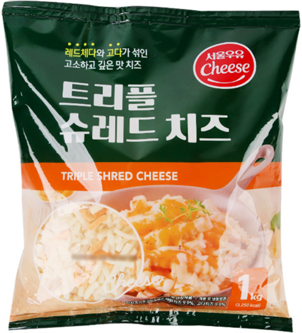 서울우유 트리플 슈레드 치즈 1kg+아이스박스, 1kg, 1개