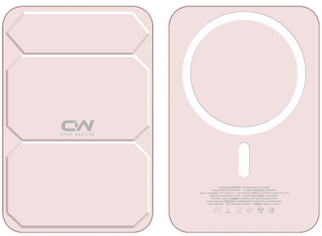 CW 極上磁吸行動電源 PD快充 Magsafe支架 無線Type C, 粉色, 粉色, CWPBM5000
